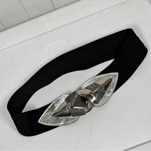 Bebe Y2K Silver Dagger Heart Stretch Band Belt Costume Fashion Glam Punk Rock S